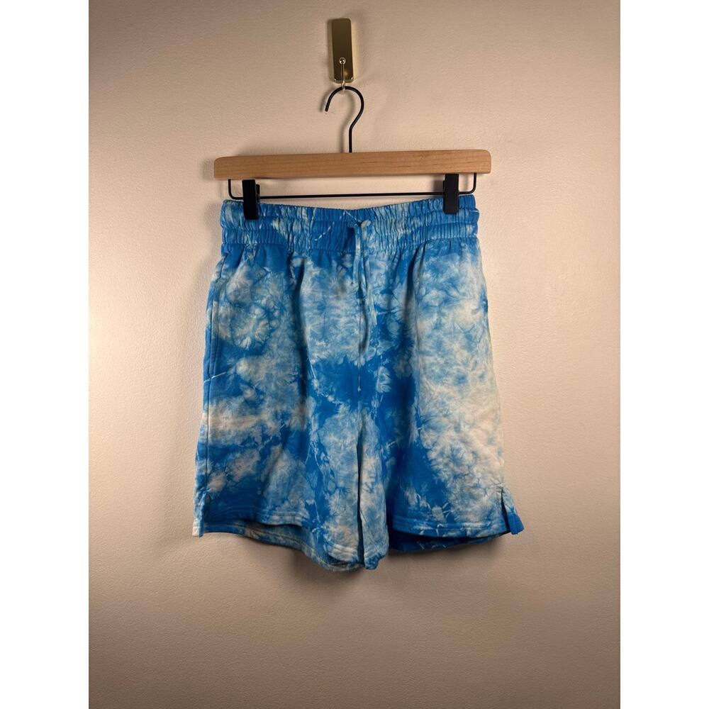 Frankies Bikinis Burl High Waist  Longline Sweatshorts Ocean Tie Dye, NWT